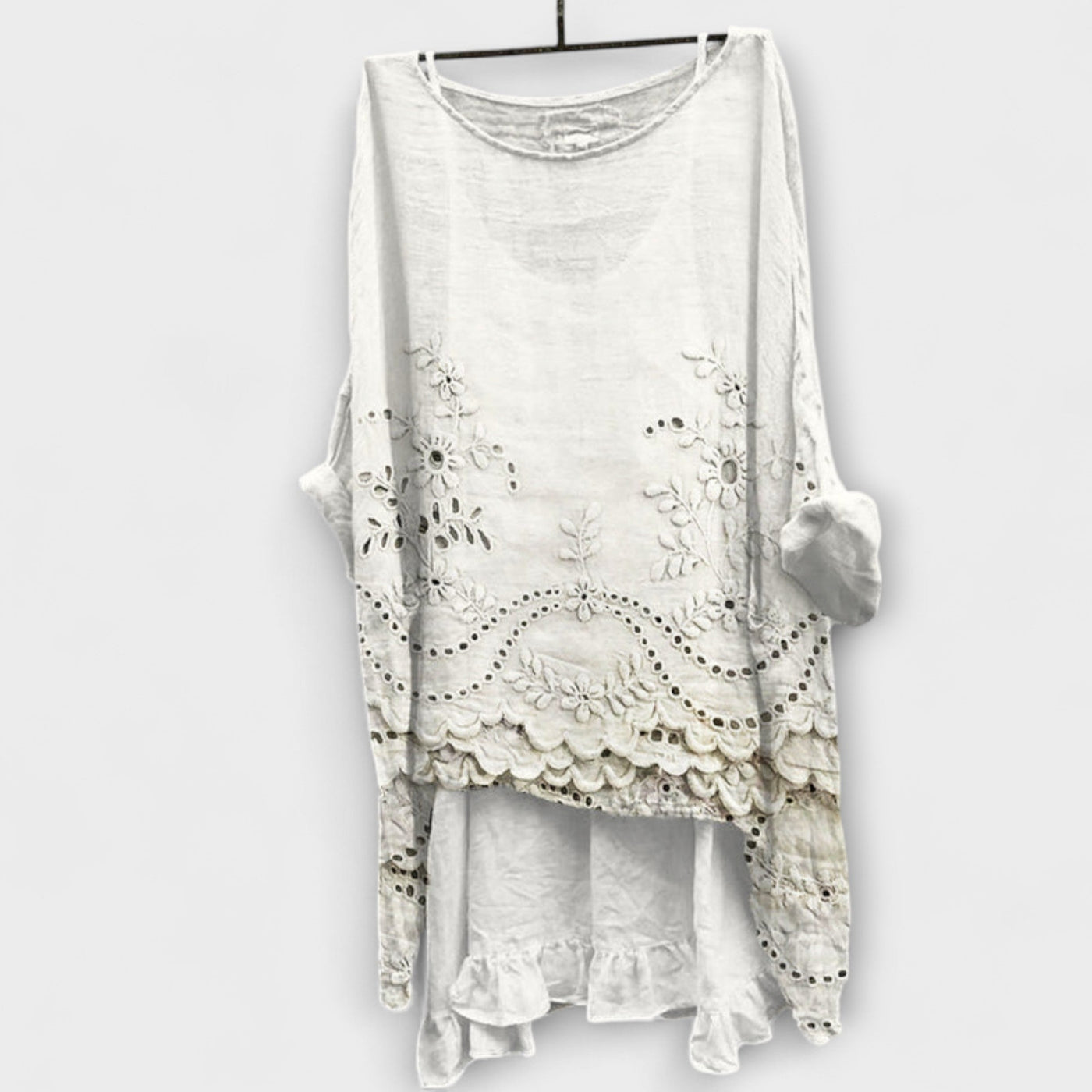 Brooke | Embroidered Hem Lace Blouse