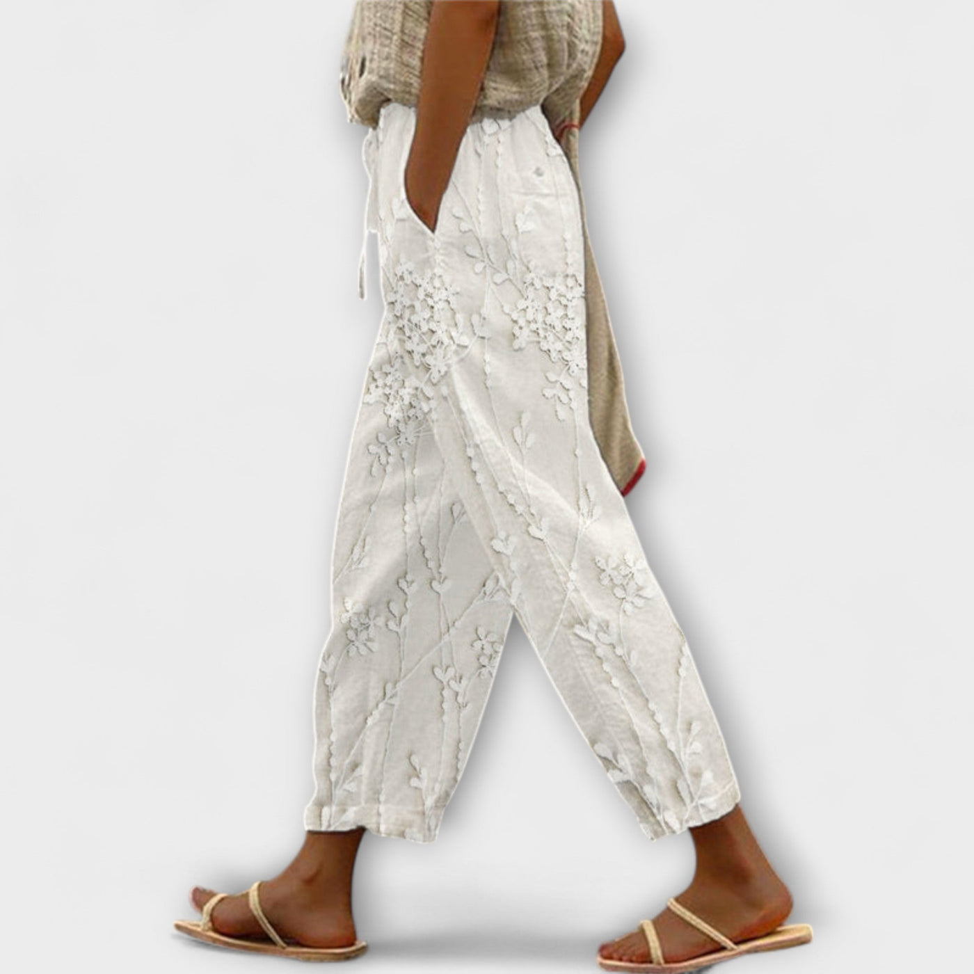 Bonnie | Embroidered Linen Pants