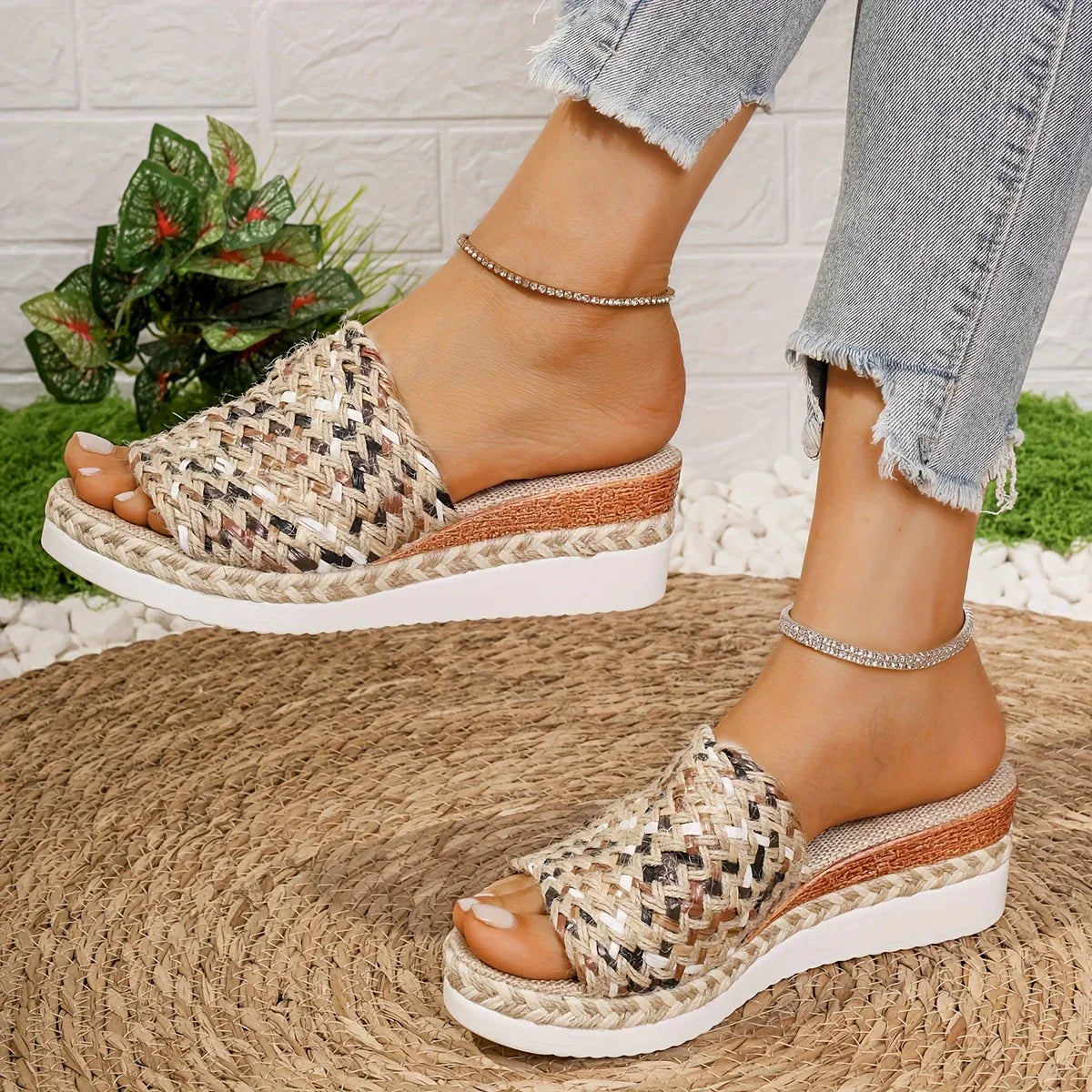 Margaret | Rainbow Weave Platform Sandal