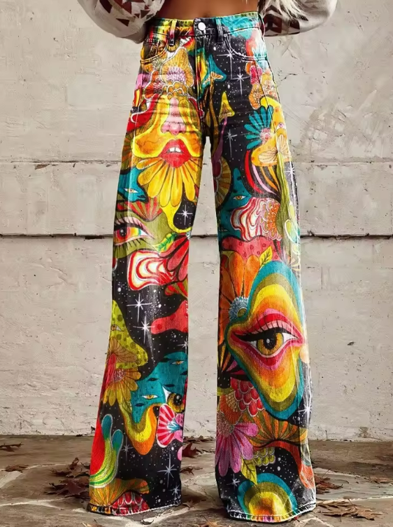 Mila | Psychedelic Wide-Leg Pants