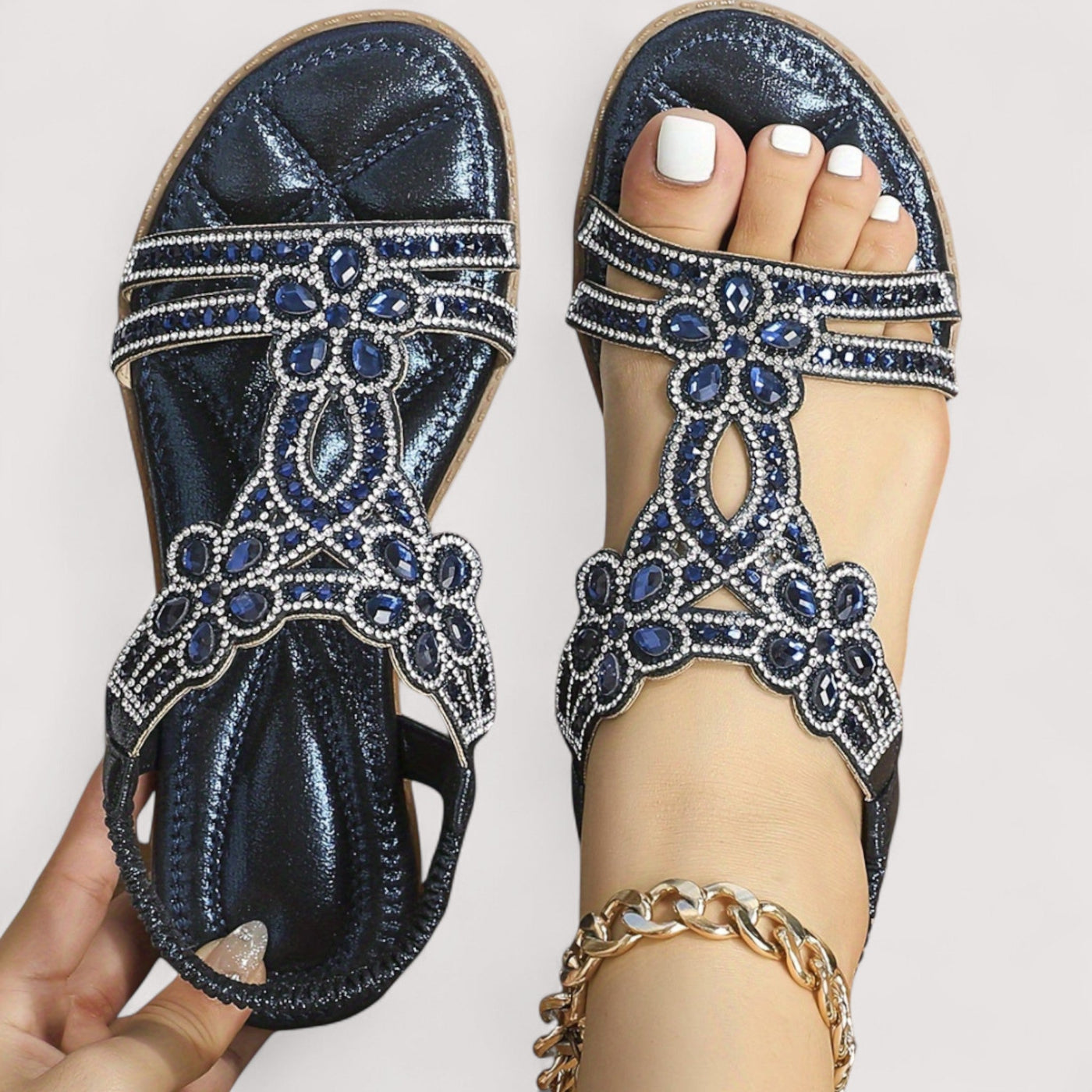 Eline | Beaded Floral Sandals