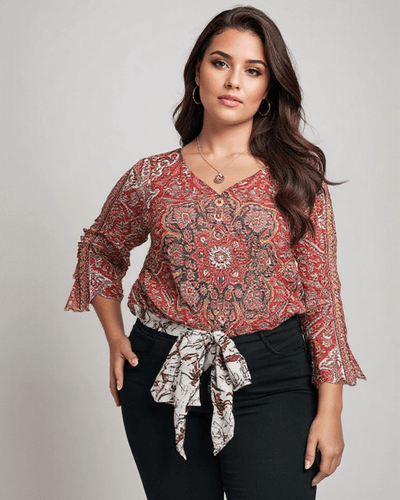 Frances | Boho Tie-Front Blouse