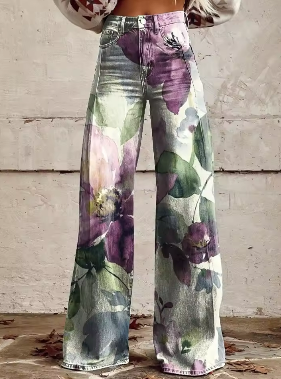 Skylar | Watercolour Floral Wide-Leg Pants