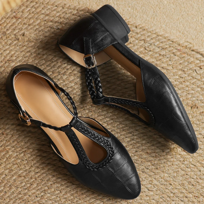 Danielle | Braided T-Strap Flats