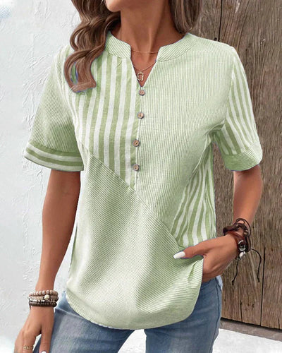 Brianna | Striped Button Blouse