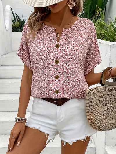 Bianca | Button Front Floral Blouse