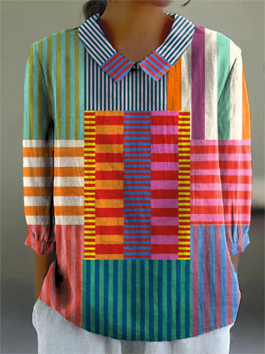 Joyce  | Color Block Stripes Blouse