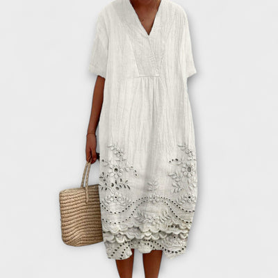 Chelsea | Embroidered Hem Midi Dress