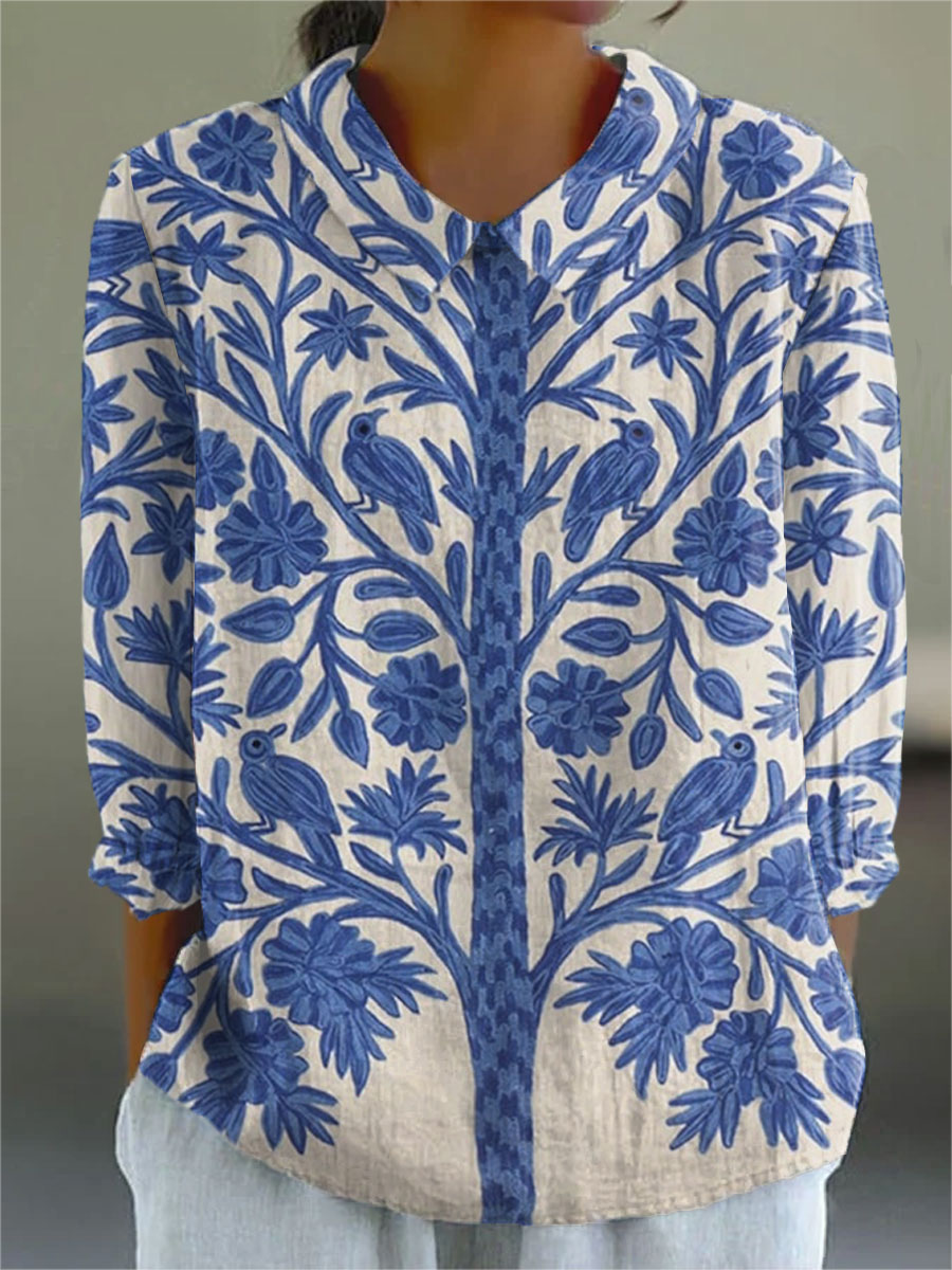 Jenna | Floral & Bird Embroidery Blouse