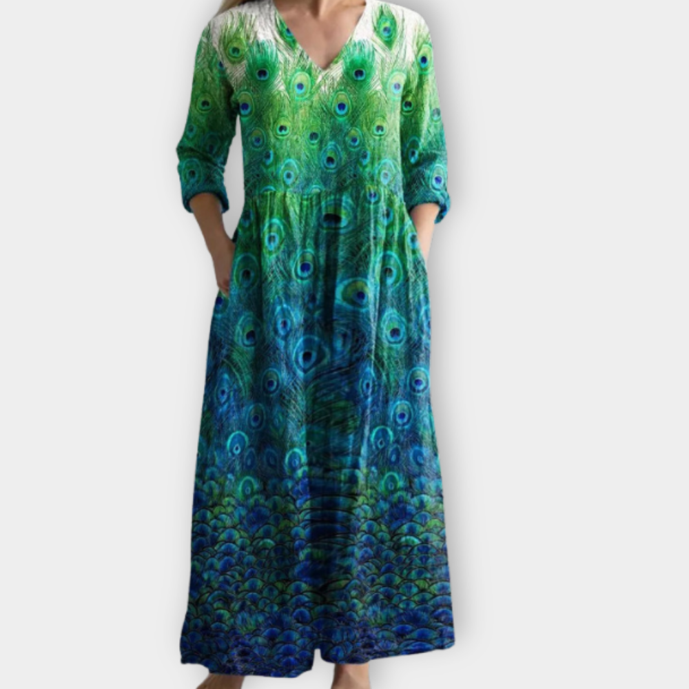 Selene | Peacock Feathers Dress
