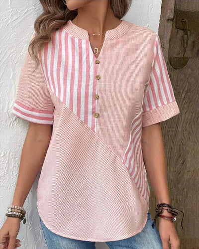 Brianna | Striped Button Blouse