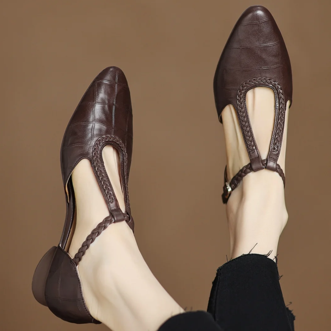 Danielle | Braided T-Strap Flats
