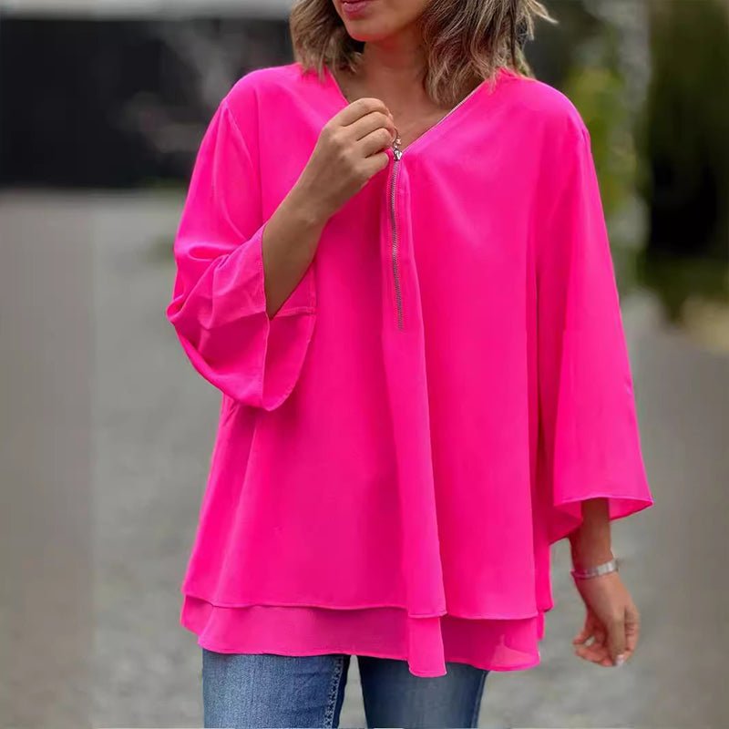Farah | Zipper Layered Blouse