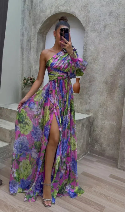 Ava | One-Shoulder Floral Dress