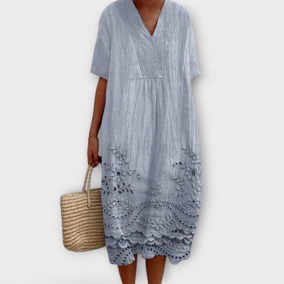 Chelsea | Embroidered Hem Midi Dress