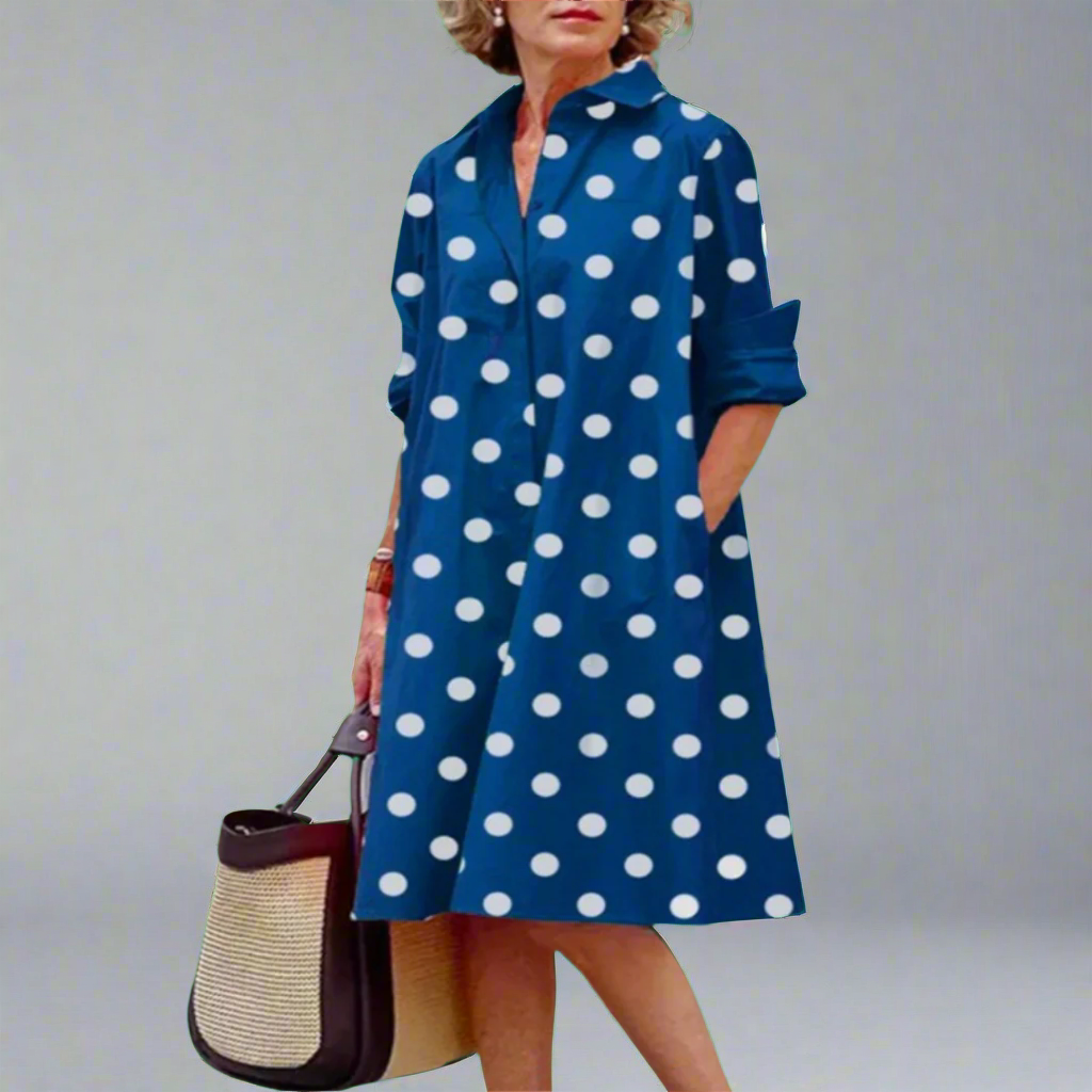 Olive | Navy Polka Dot Dress