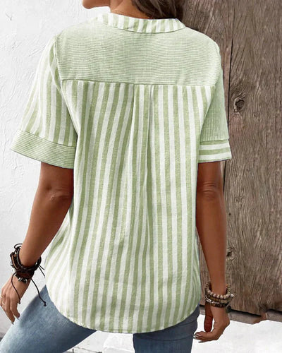 Brianna | Striped Button Blouse
