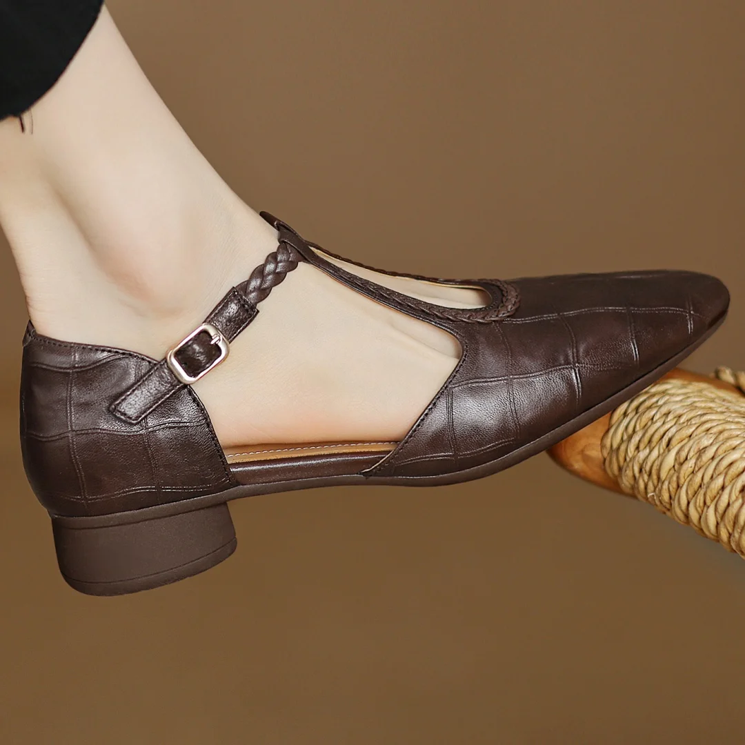 Danielle | Braided T-Strap Flats