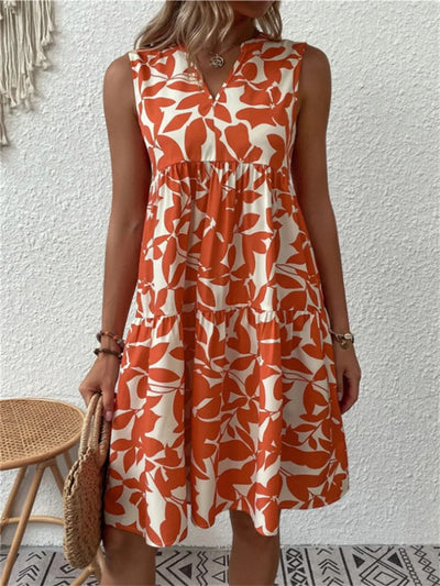 Carson | Leaf Print Sleeveless Dress