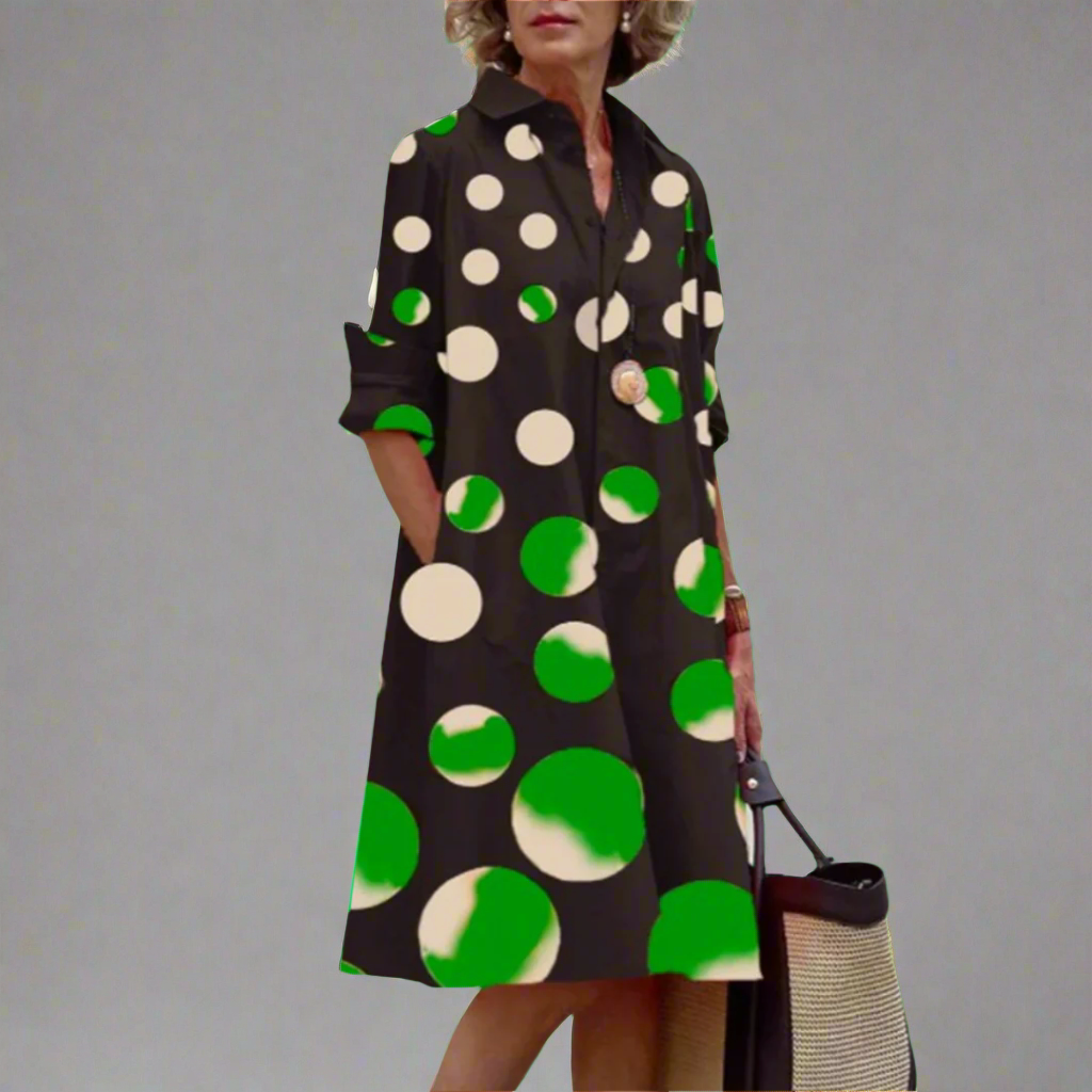 Delilah | Green Dot Charm Dress