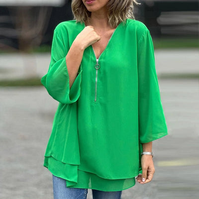 Farah | Zipper Layered Blouse