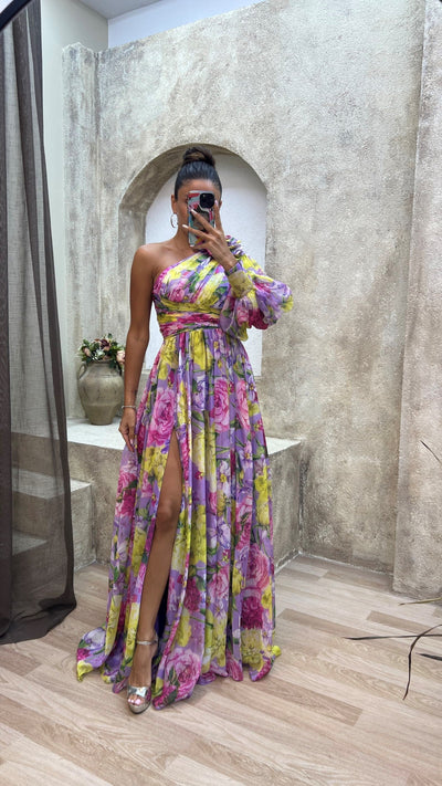 Ava | One-Shoulder Floral Dress