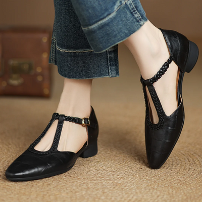 Danielle | Braided T-Strap Flats