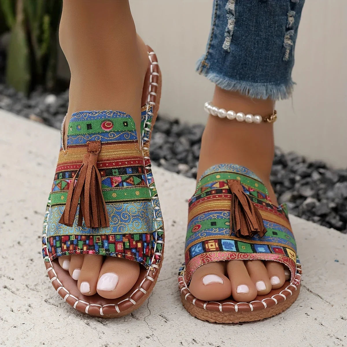 Oakley | Boho Tassel Slide