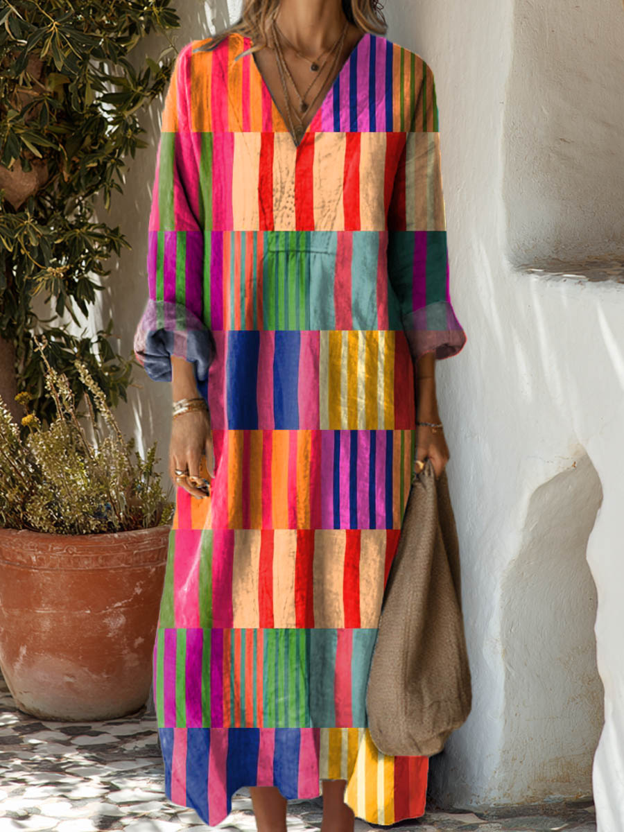 Alessandra | Rainbow Stripes Dress