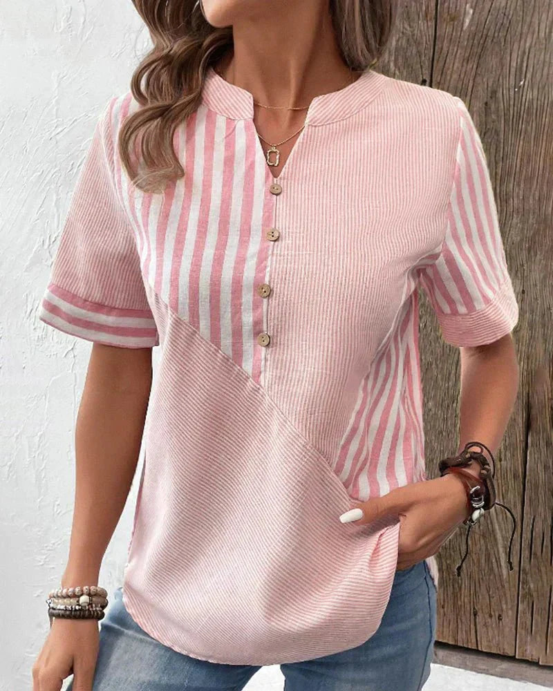 Brianna | Striped Button Blouse