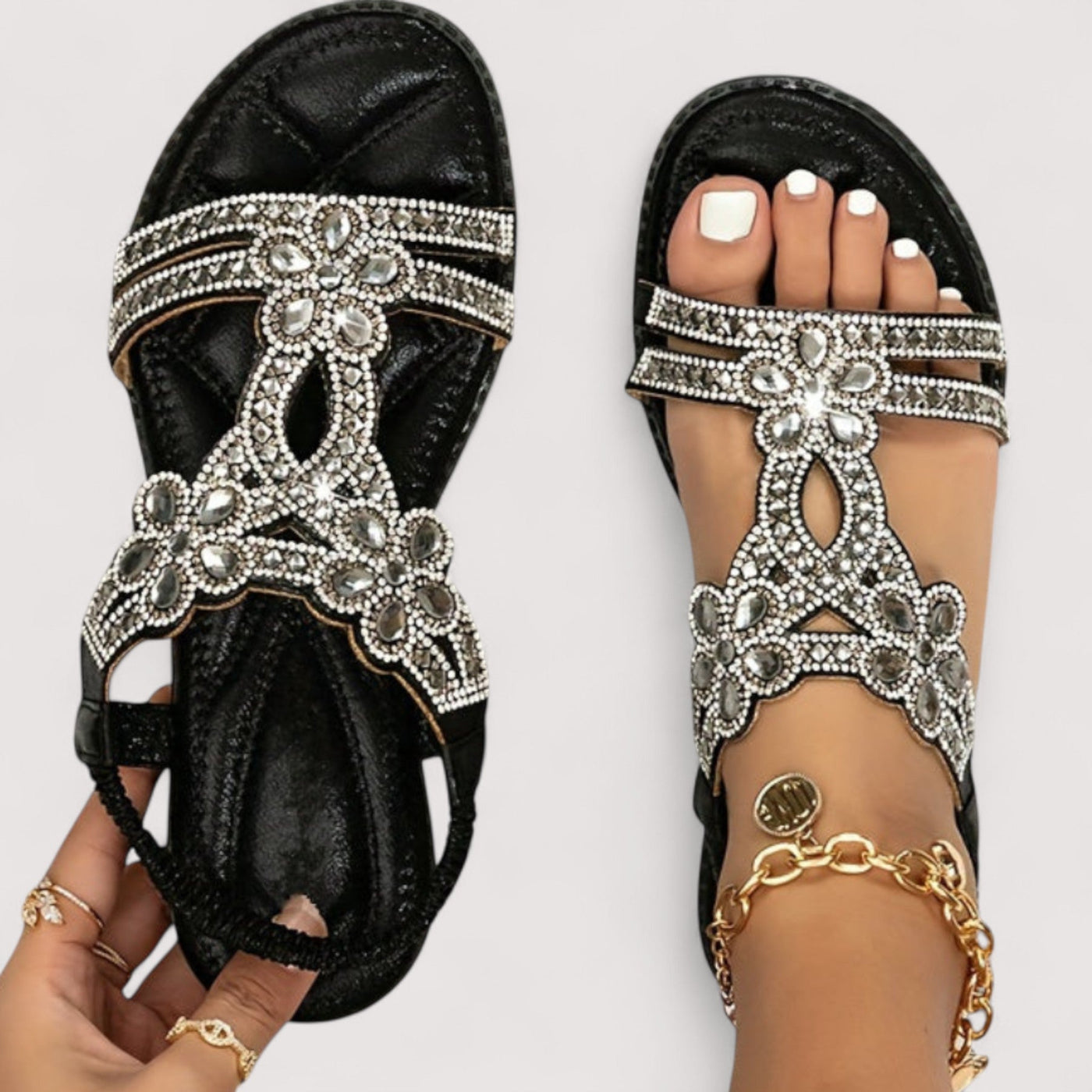 Eline | Beaded Floral Sandals