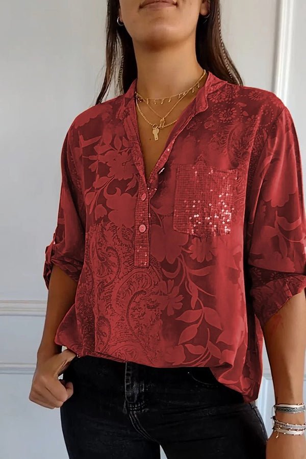 Angela | Floral Sequin Blouse