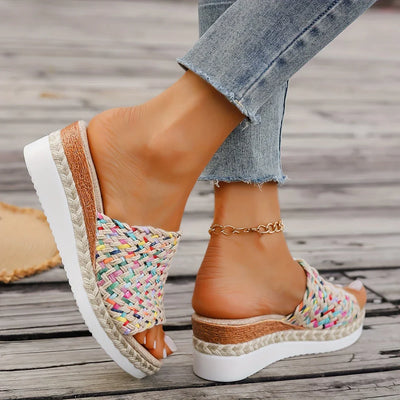 Margaret | Rainbow Weave Platform Sandal