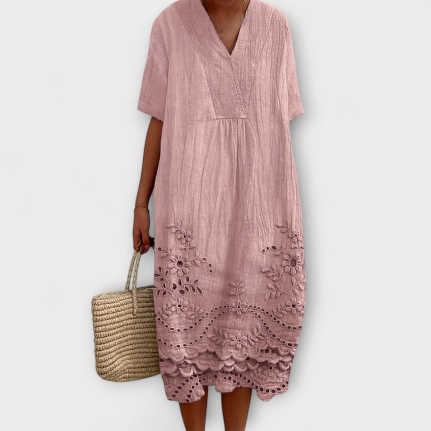 Chelsea | Embroidered Hem Midi Dress