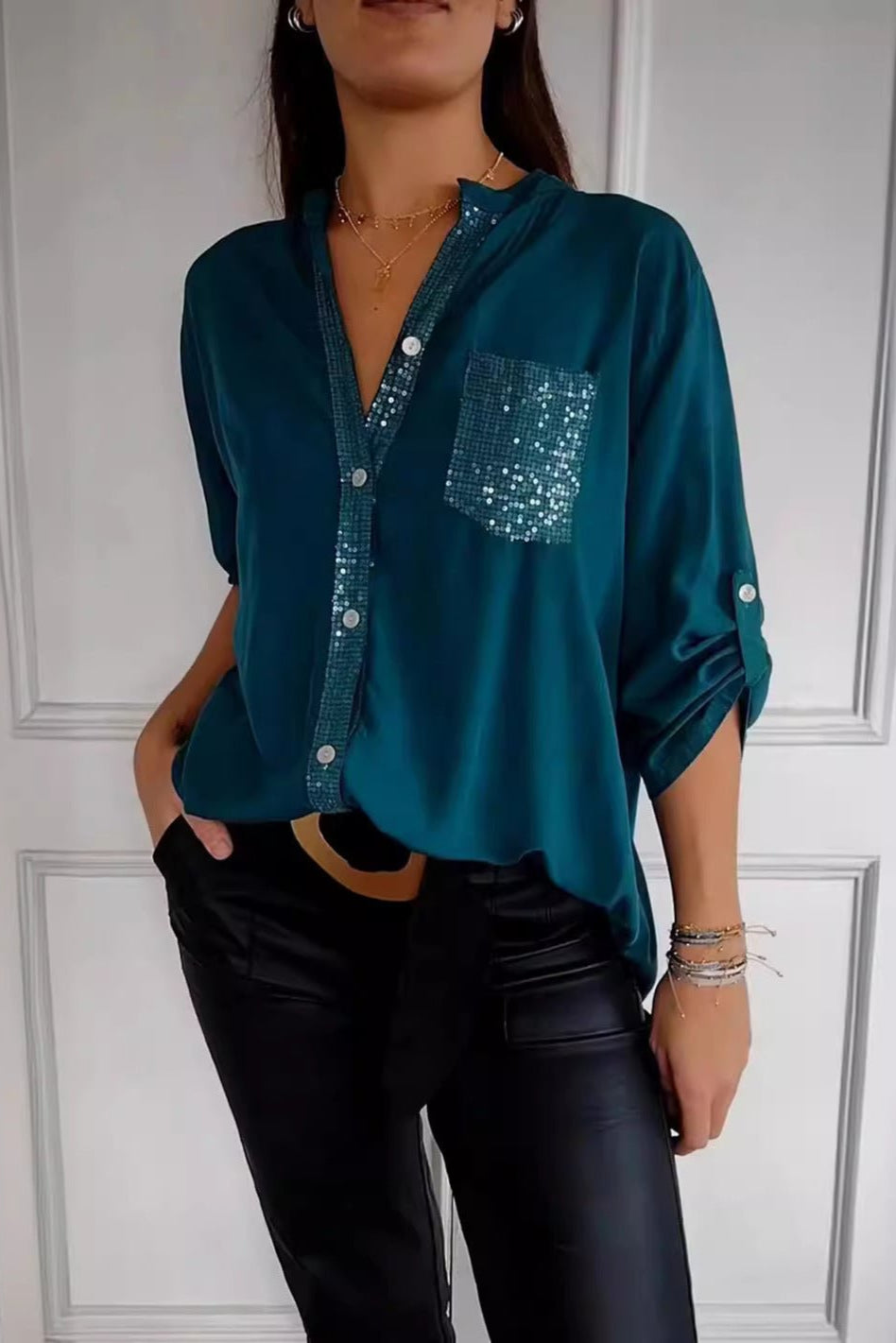 Faye | Sequin Accent Blouse