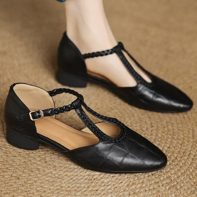Danielle | Braided T-Strap Flats