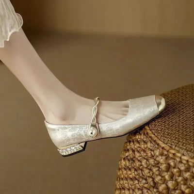 Courtney | Elegant Pearl Strap Flats