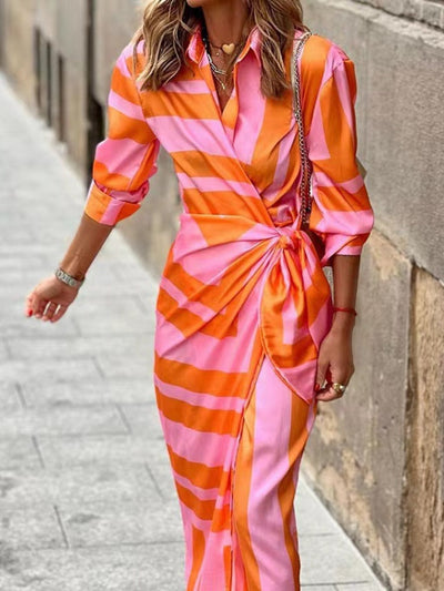 Abigail | Sunset Stripes Wrap Dress