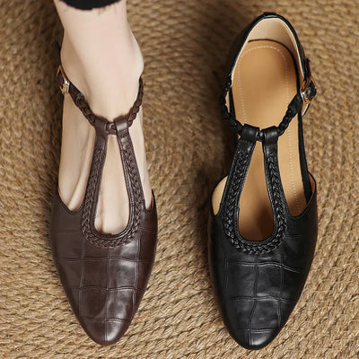 Danielle | Braided T-Strap Flats