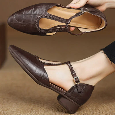 Danielle | Braided T-Strap Flats