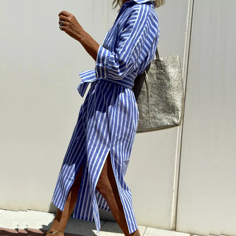 Jasmine | Coastal Stripe Shirt Dress