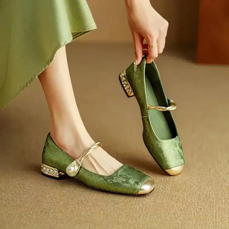 Courtney | Elegant Pearl Strap Flats