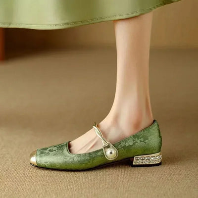 Courtney | Elegant Pearl Strap Flats