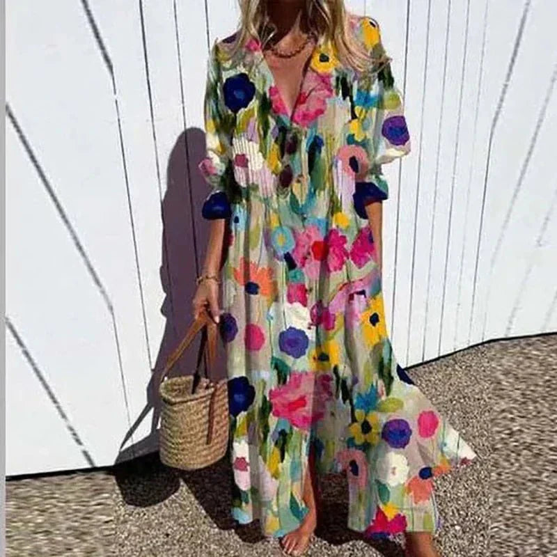 Everly | Artistic Floral Maxi Dress