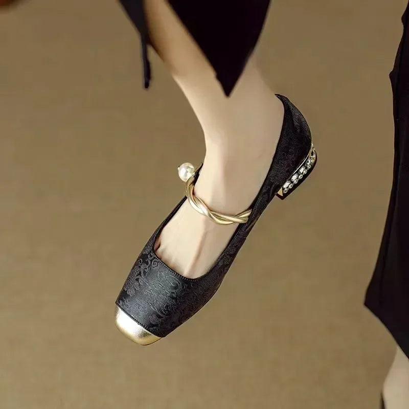 Courtney | Elegant Pearl Strap Flats