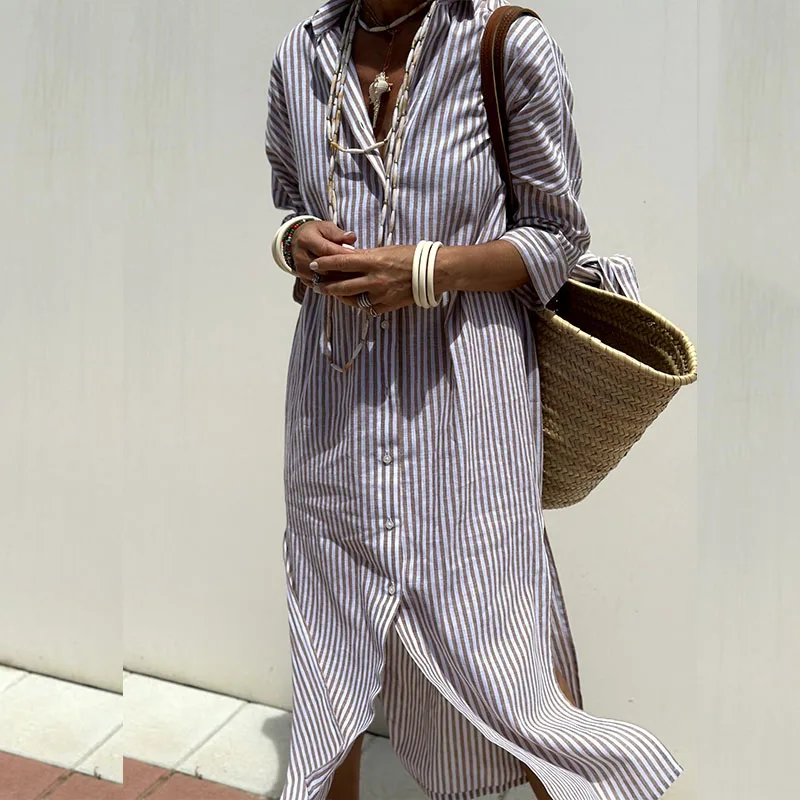Jasmine | Coastal Stripe Shirt Dress