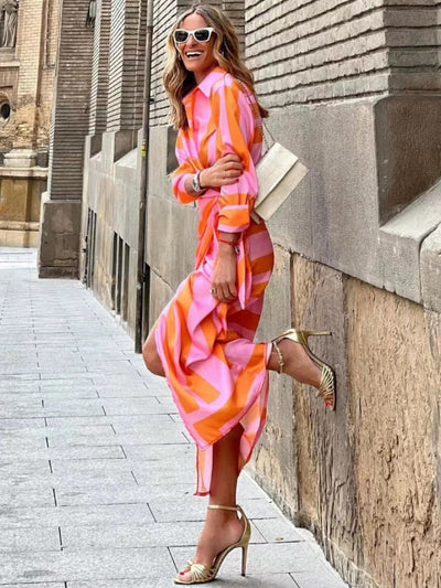 Abigail | Sunset Stripes Wrap Dress