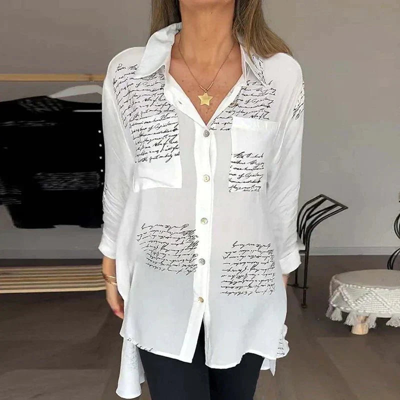Florence | Script Print Blouse