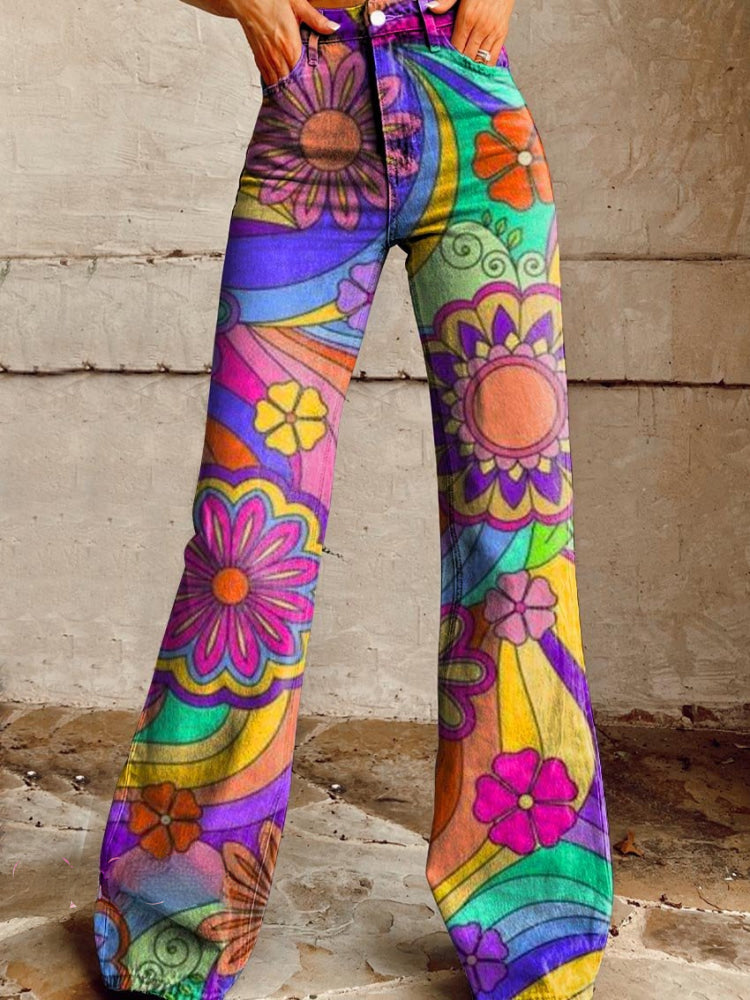 Londyn | Retro Floral Wide-Leg Pants