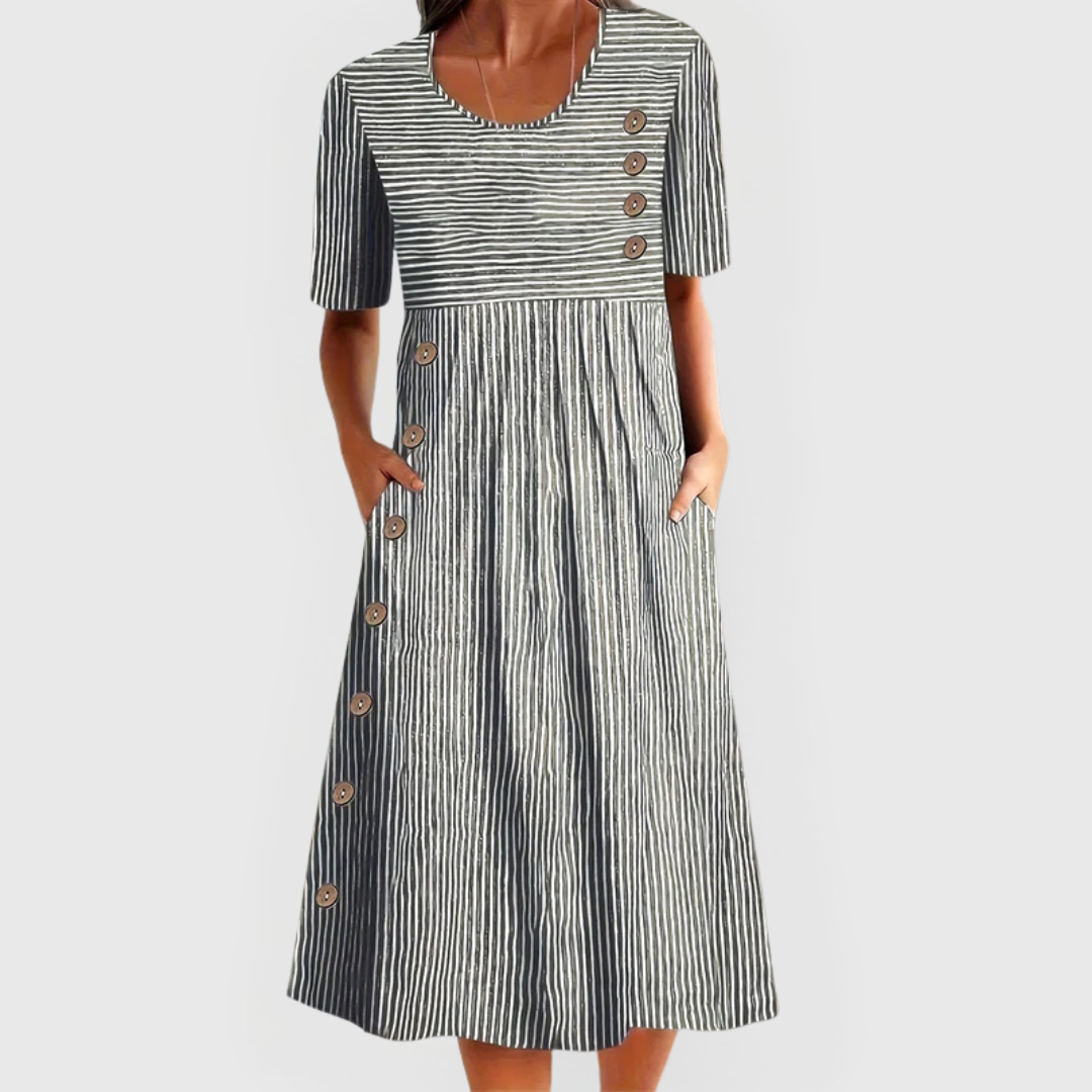 Samantha | Striped Button Dress
